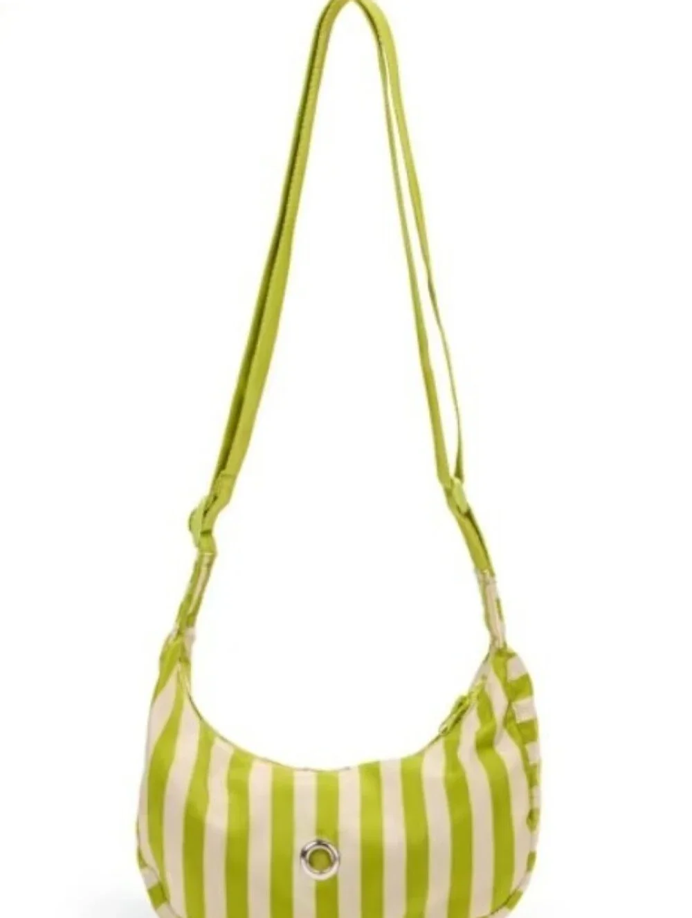 Green Striped Sling Crossbody Bag
